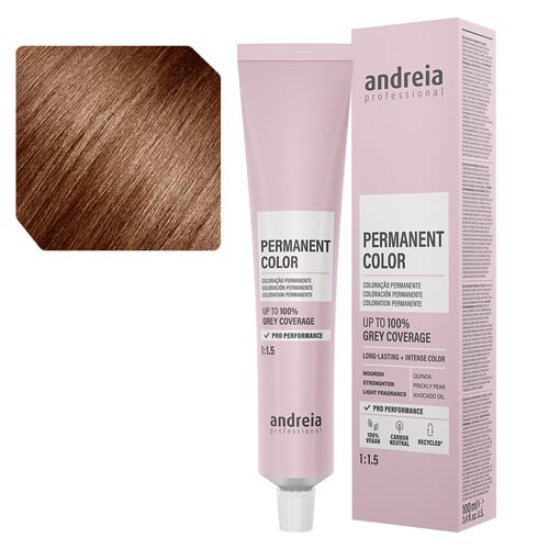 Andreia – Coloração Permanente 6.34C Louro Escuro Dourado Laranja Cobre, 100ml