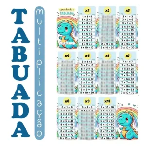 Tabuada para imprimir Multiplicação – Dinossauro Bebê