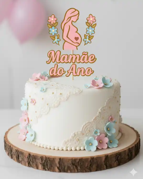 Topo de Bolo Mamãe do Ano para imprimir - Image 2