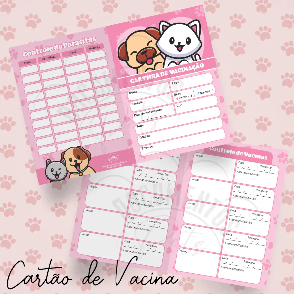 Cartão de Vacina para cães e gatos – Para imprimir