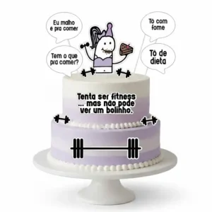 Topo de Bolo Digital Flork Fitness para Imprimir
