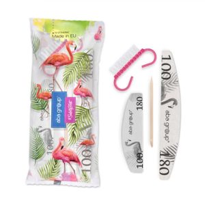 STERILE LINE – Kit Lima ,Bloco ,Pau de laranjeira e Escova de pó- Flamingo Coleção – 100/180