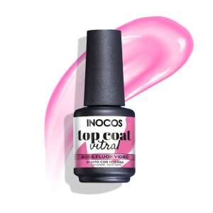 INOCOS – Top Coat Vitral Rosa Flúor Vidro 15ml