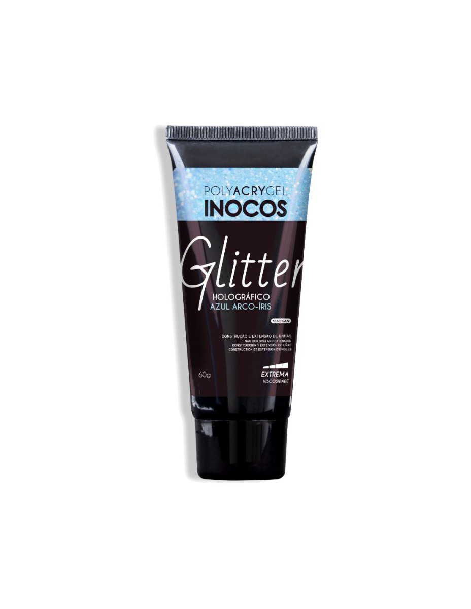 POLYACRYGEL INOCOS- Bisnaga Holográfico Azul Arco-íris 60gr