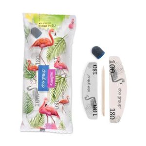 Aba Group – STERILE LINE – Kit Mini-Lima e Bloco 100/180, pau de laranjeira e lixa pedicure 13mm (abrasão 80) – Flamingo Coleção