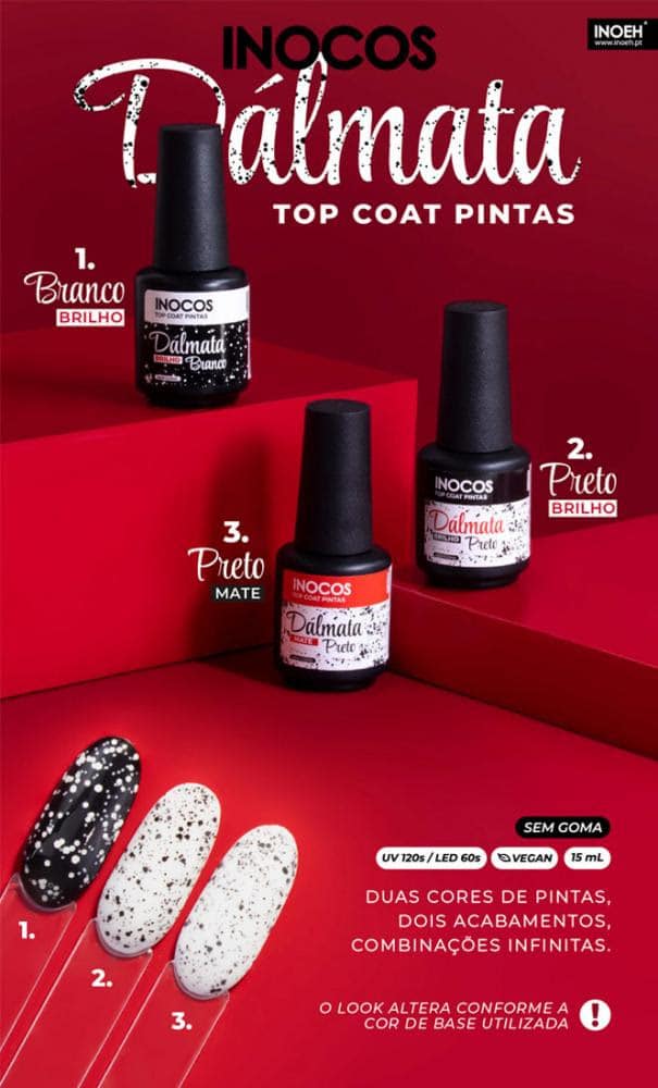 INOCOS Top coat Dálmata 3 – Preto Mate , 15 ML - Image 3